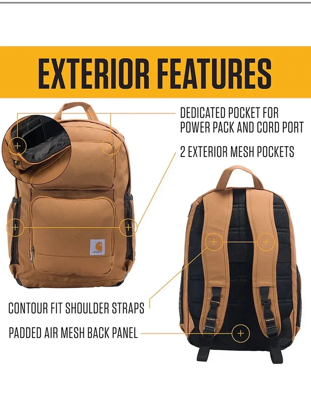 Carhartt 28L Dual-Compartment Backpack Navy Blue Large Travel Bag
